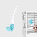 YOOSO WING stainless steel bird cage cleaner blue front view showing dual brush head and scraper