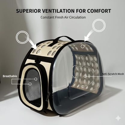 Collapsible pet carrier showing foldable design