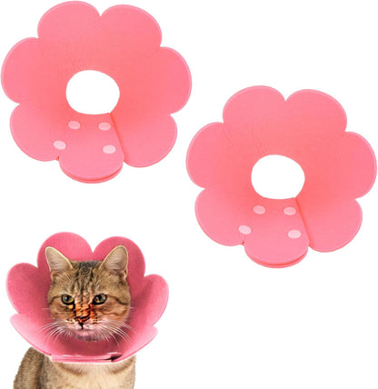 Felt Cat Recovery Collar, Cute Flower Cat Recovery Collar Adjustable Recovery Cones (2Pcs, M 8.7-9.8inch, Yellow/Pink) for Small Dogs Kittens Cats - Image 12