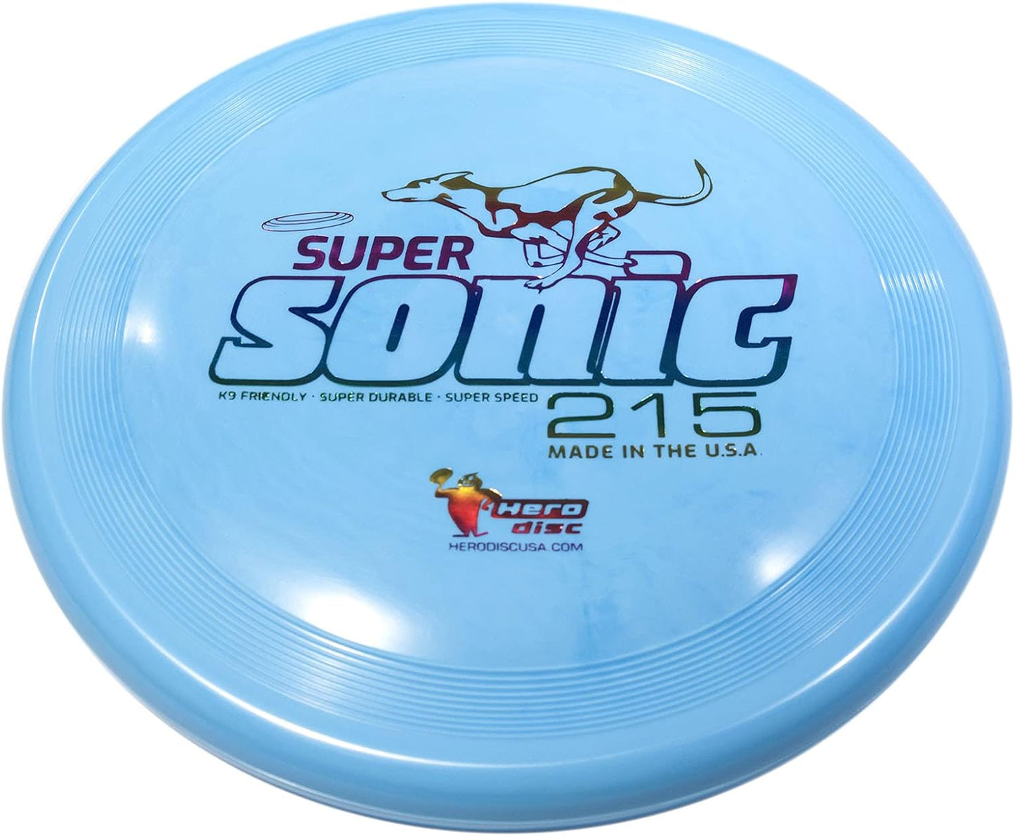 Dog playing with Hero Disc Super Sonic 215mm outdoor