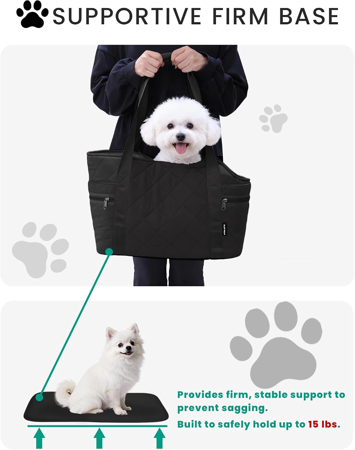 Interior view of soft plush pet carrier lining