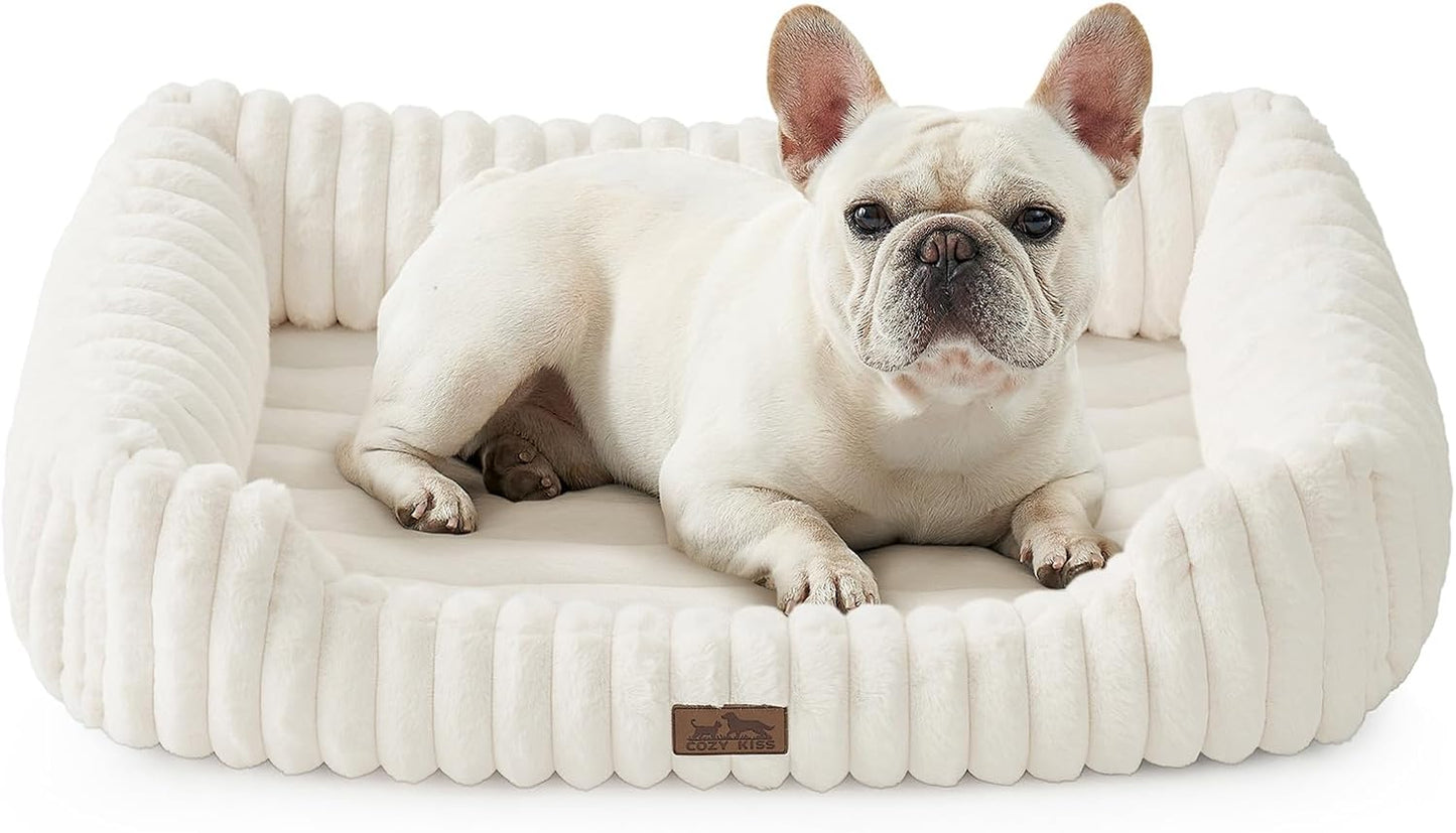 Orthopedic Dog Bed for Small Dogs & Cats - Washable Rectangle Pet Bed with Anti-Slip Bottom, Soft Calming Cat & Puppy Bed for Indoor Pets (25"x21"x6", Cream) - Image 12
