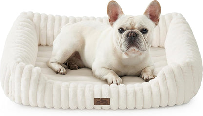 Orthopedic Dog Bed for Small Dogs & Cats - Washable Rectangle Pet Bed with Anti-Slip Bottom, Soft Calming Cat & Puppy Bed for Indoor Pets (25"x21"x6", Cream) - Image 12