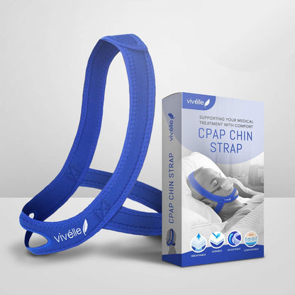 VivÃ©lle CPAP chin strap front view for snoring prevention.