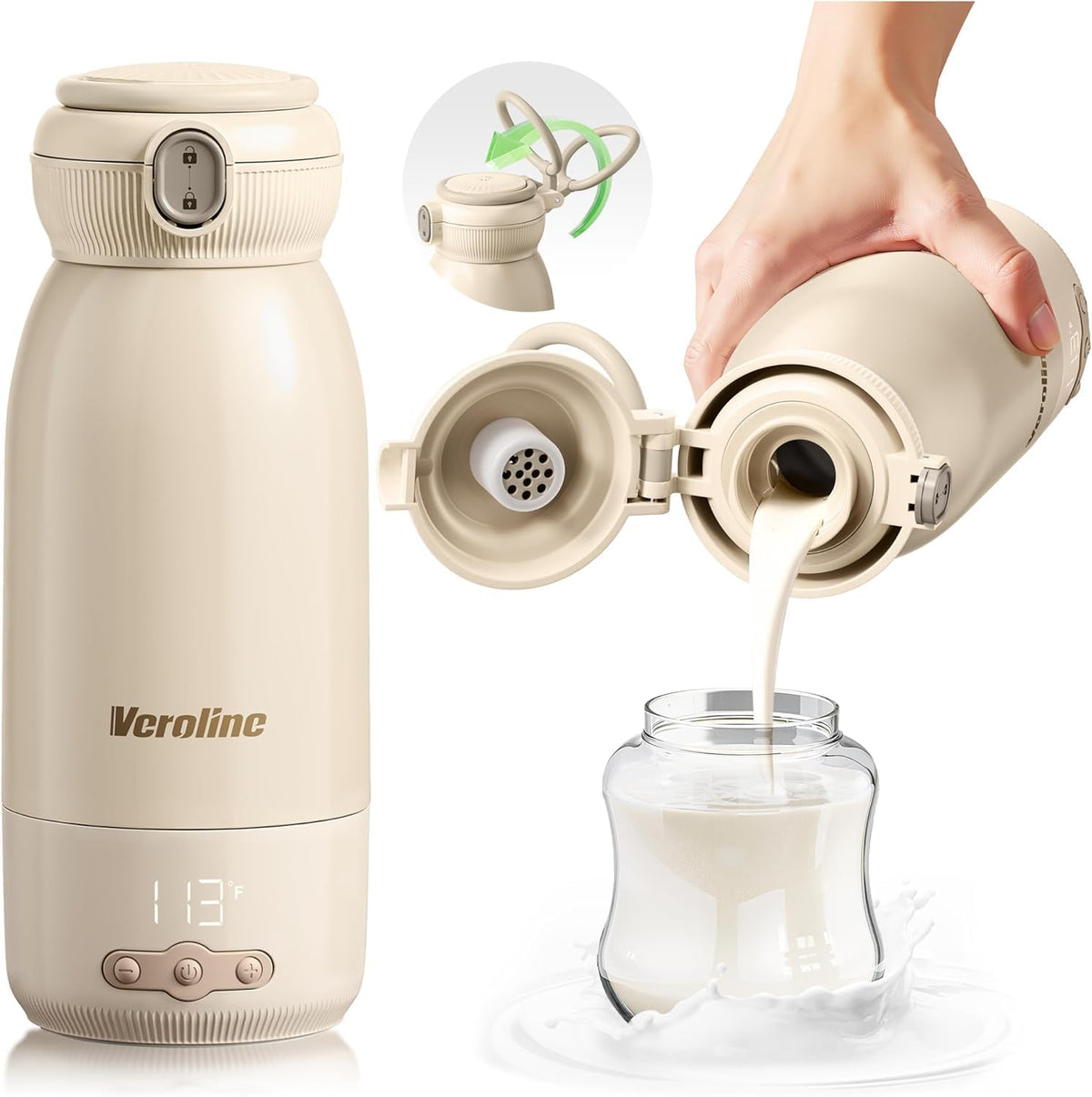 Momolia portable bottle warmer front view with digital display