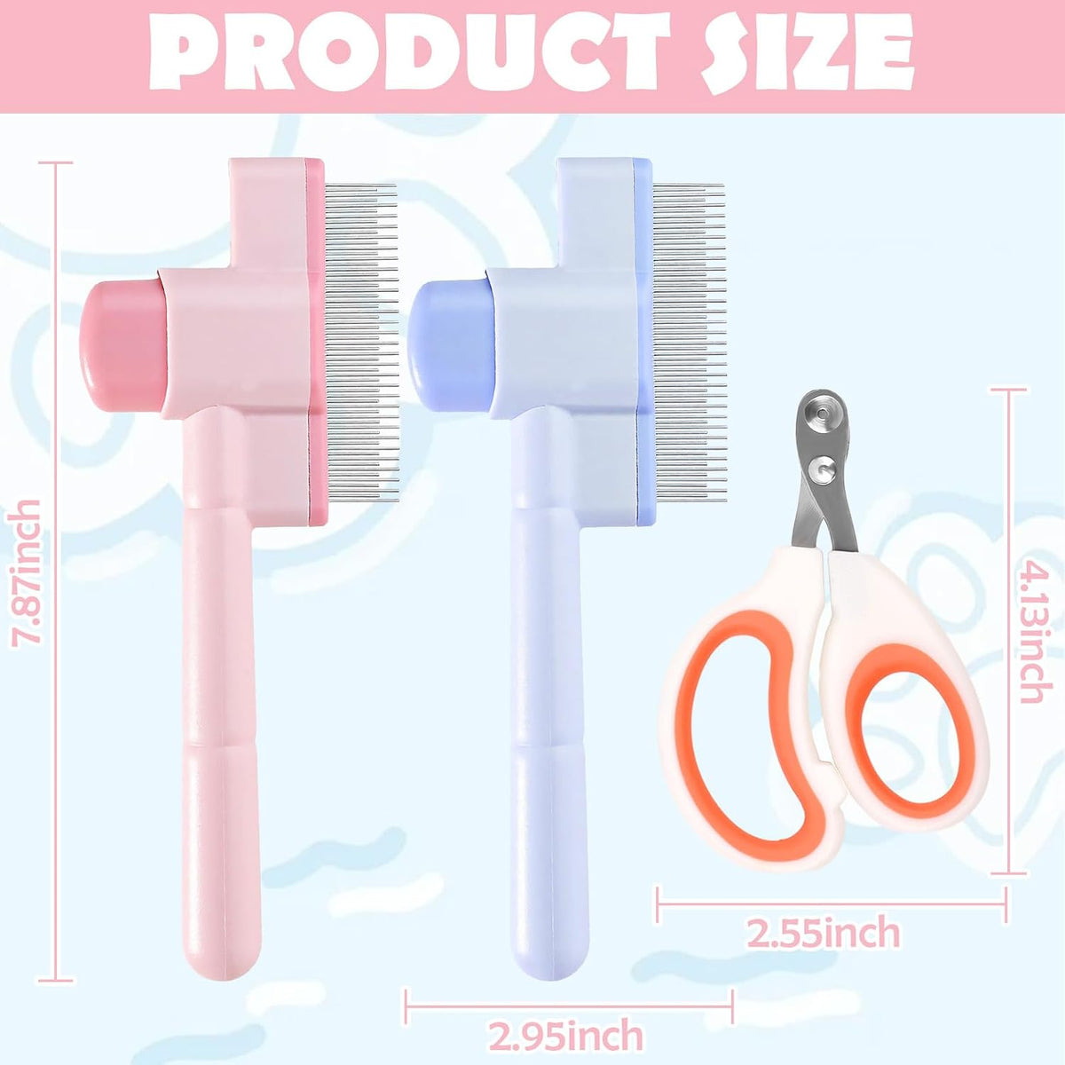 Auuyban cat hair fine tooth comb with dual length stainless steel teeth close up