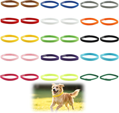 RJLCTH puppy whelping collars 30 piece set front view showing assorted vibrant tracking colors.