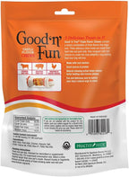 Good 'N' Fun rawhide dog treats showing three flavor layers