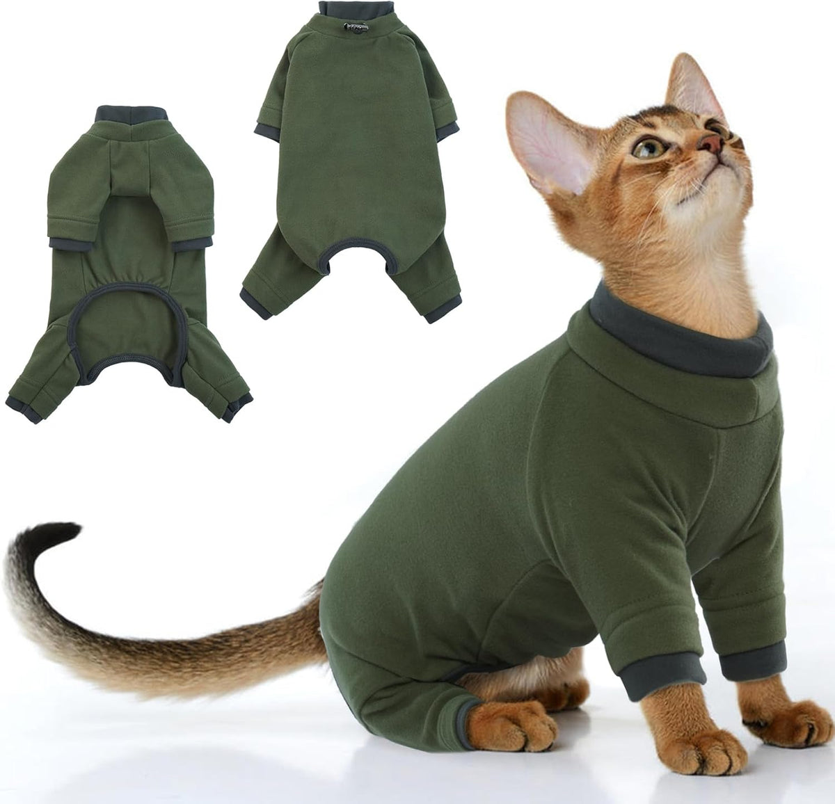PUMYPOREITY sticky hair cat clothes front view on a feline