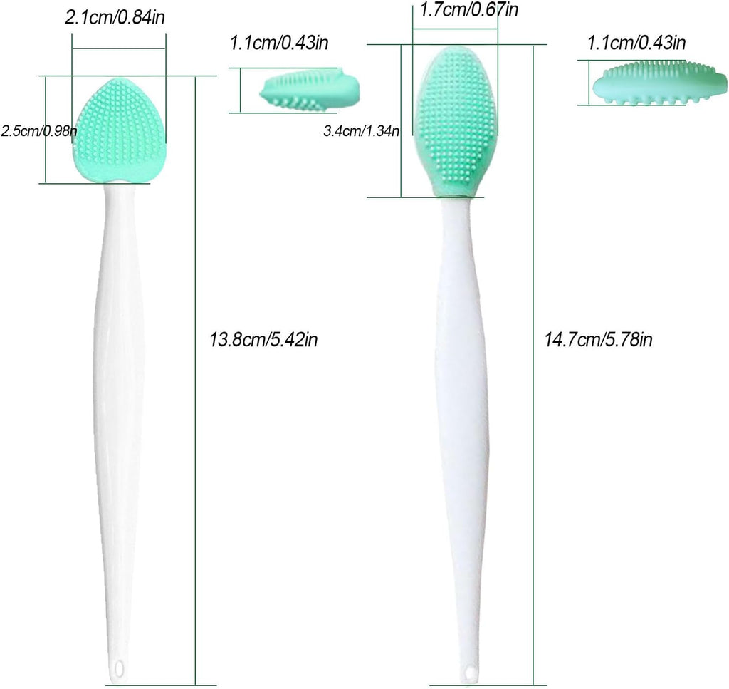 Close up view of the heart shaped silicone cat blackhead remover brush.