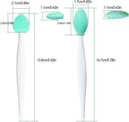 Close up view of the heart shaped silicone cat blackhead remover brush.