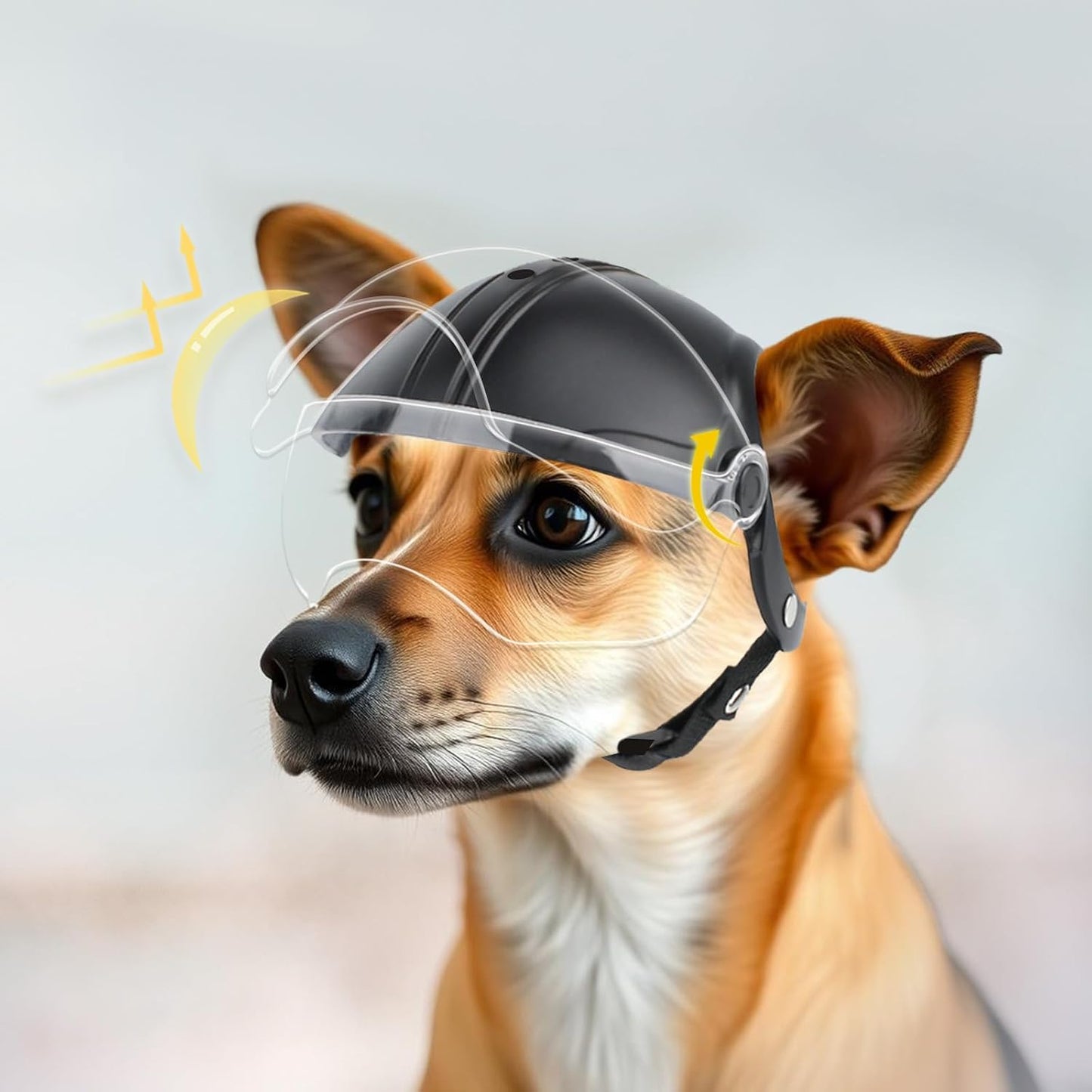 Adjustable strap details on Namsan pet helmet for small dogs