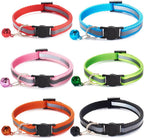 Yellow Dog Design Reflective Breakaway Cat Collar front view of the complete six pack set showing assorted vivid colors