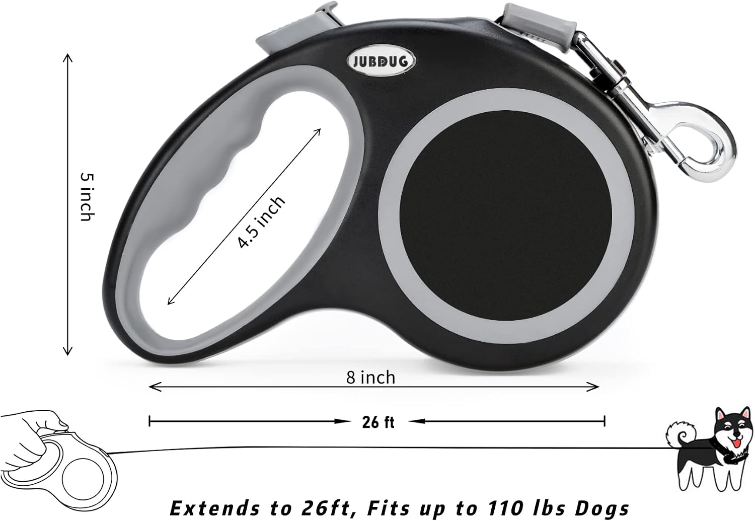 Durable nylon tape of Jubdug retractable leash