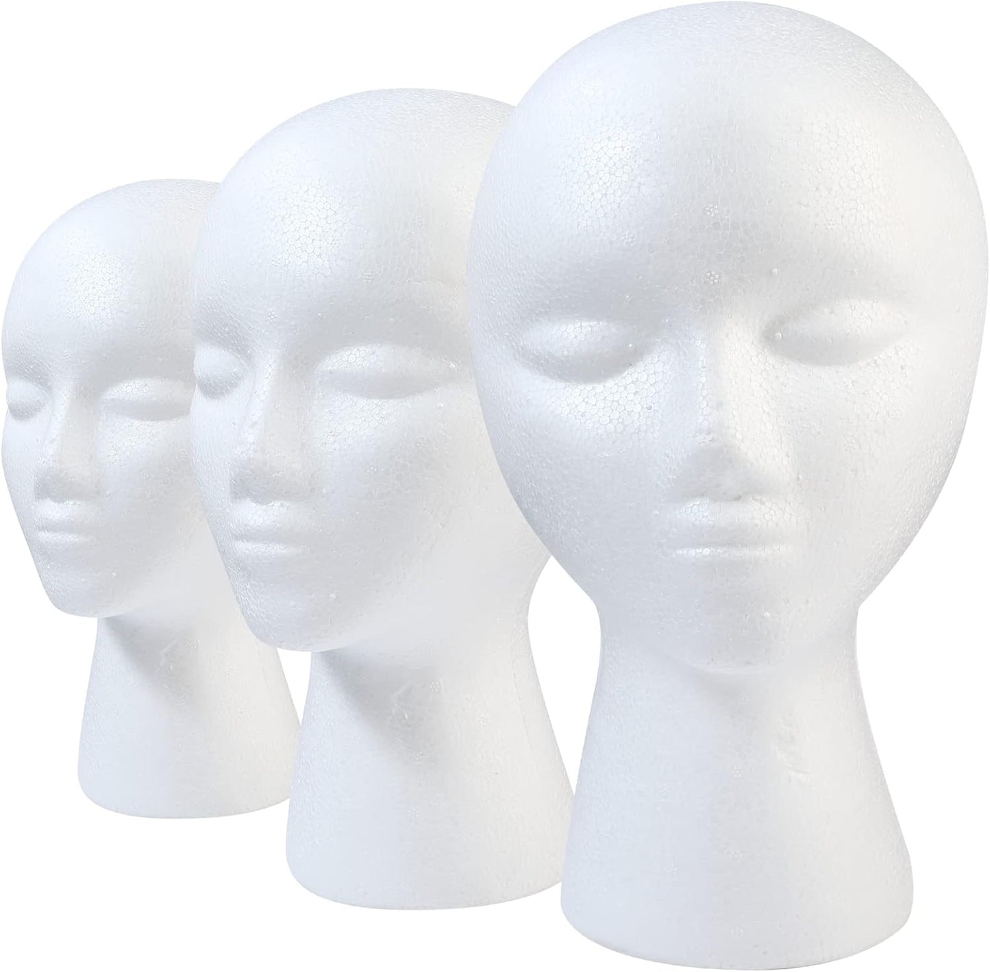 GliSun 3 pieces foam wig head front view styling stand