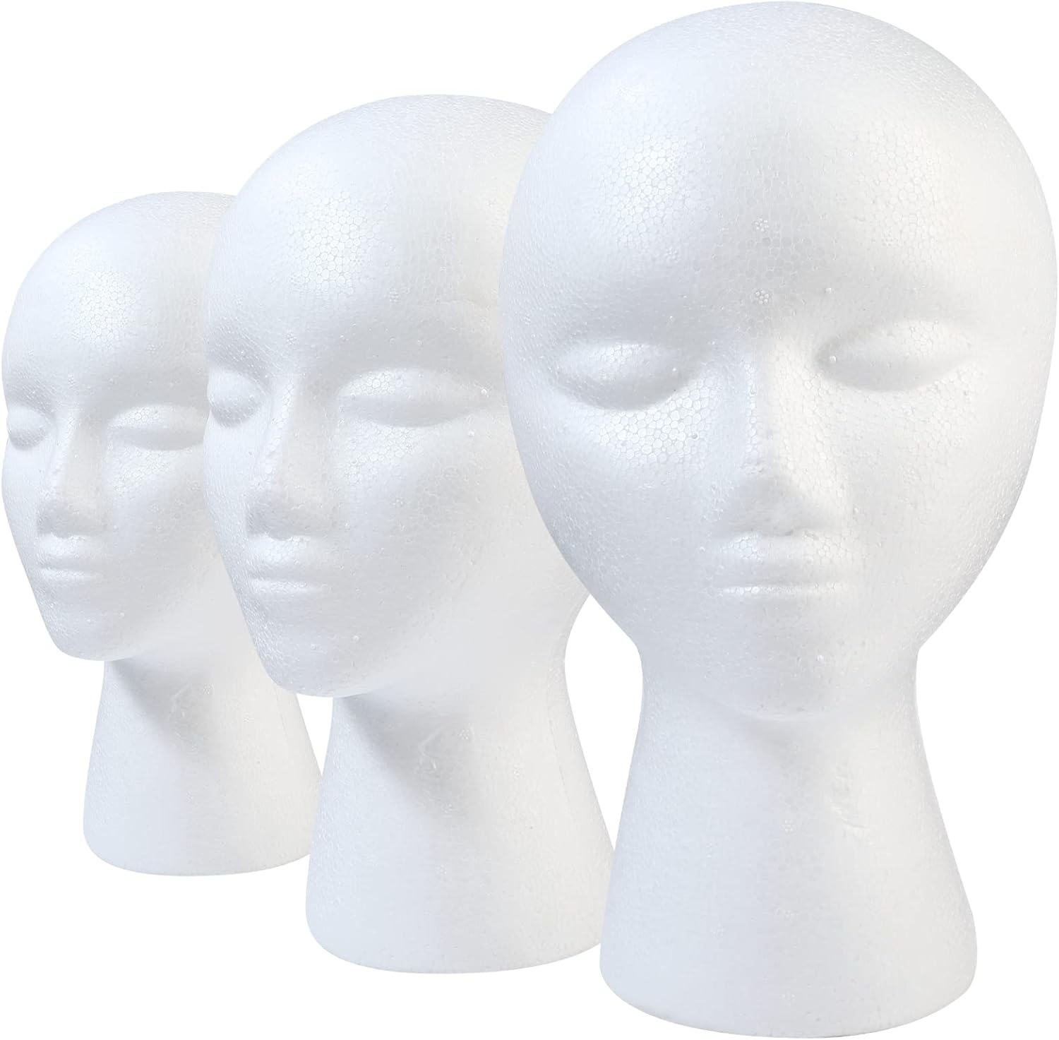 GliSun 3 pieces foam wig head front view styling stand