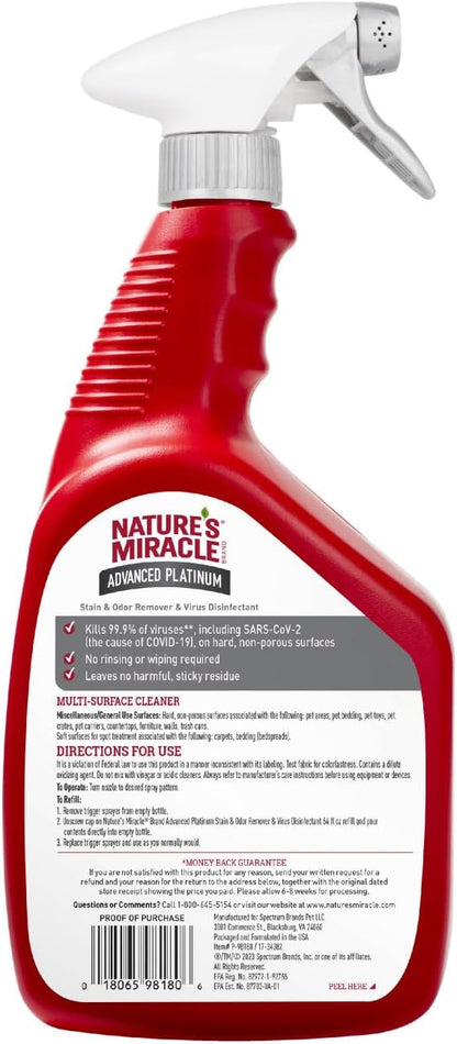 Natures Miracle Advanced Platinum Virus Disinfectant 32 Fluid Ounces bottle