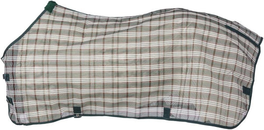 Tough 1 PVC Coated Mesh Tri Shield Fly Sheet front view on a horse protective blanket