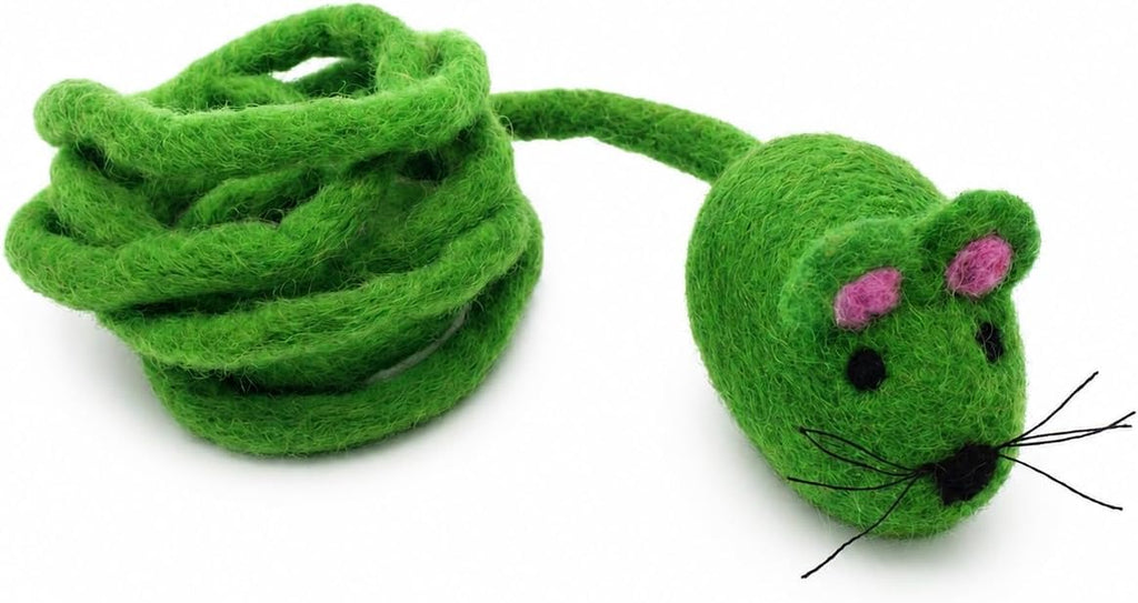 Glaciart One Felt Mouse Cat Toy - Soft Fuzzy Enrichment 100% Natural Wool - Interactive Catnip Play Cat Toy Set - Safe for Pets, Non-AZO Colored Dyes - 100" Long - Image 14
