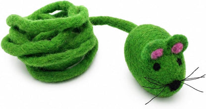 Glaciart One Felt Mouse Cat Toy - Soft Fuzzy Enrichment 100% Natural Wool - Interactive Catnip Play Cat Toy Set - Safe for Pets, Non-AZO Colored Dyes - 100" Long - Image 14