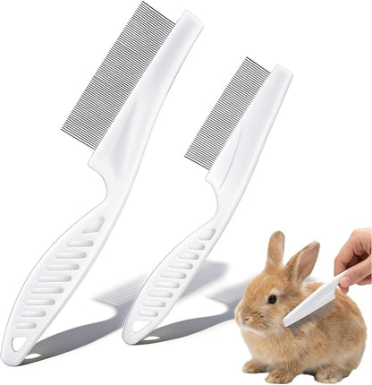 Fiyooau 2 pack fine tooth flea comb front view showing large and small pet grooming tools