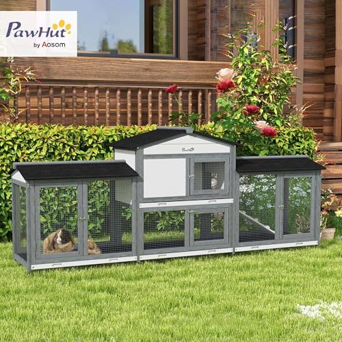 PawHut bunny cage with double run boxes