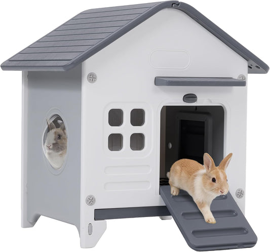 Rockever Plastic Rabbit Cage Outdoor Indoor, Waterproof Rabbit Hutch-Leak-Proof Pull-Out Tray&Chew-Proof, Bunny Cage Guinea Pig Cages, Easy-Clean & Ideal for Small Animal - Image 1
