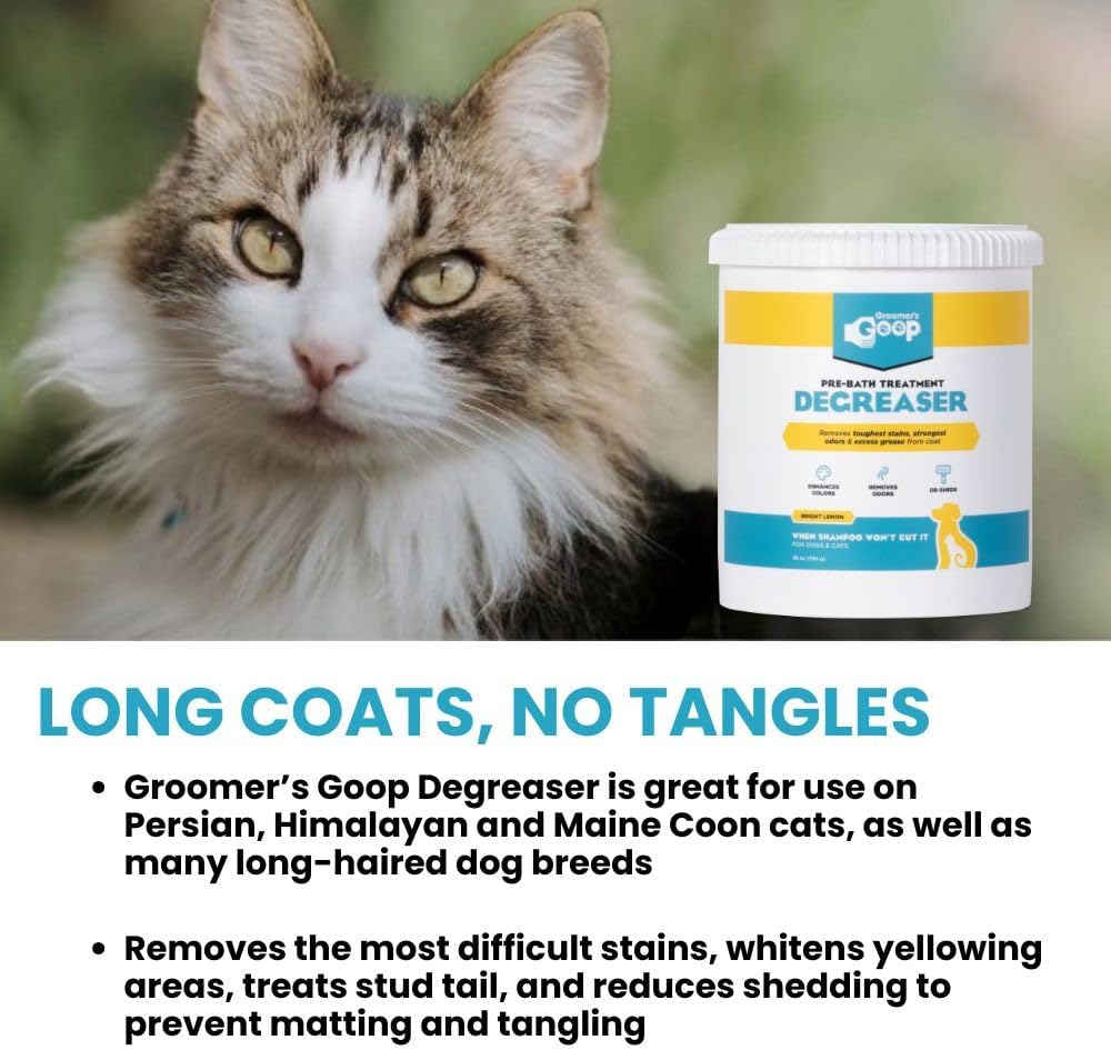 Groomer's Goop oily coat treatment jar with ingredients visible