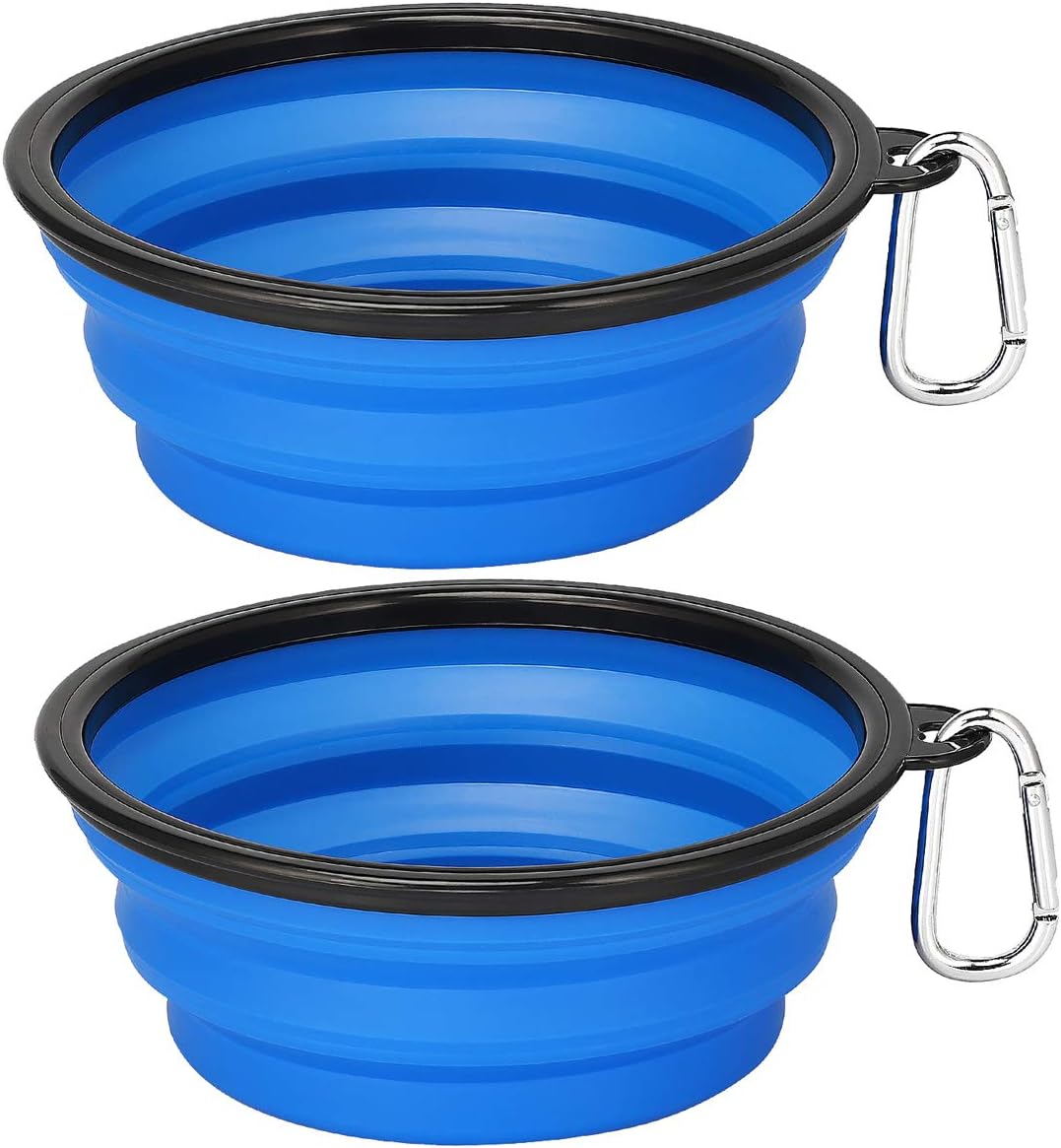 Kytely Large Collapsible Dog Bowls 2 Pack, 34oz Foldable Dog Travel Bowl, Portable Pet Water Food Bowl with Clasp, Pet Cat Feeding Cup Dish for Traveling, Walking, Hiking (Black+Blue) - Image 13