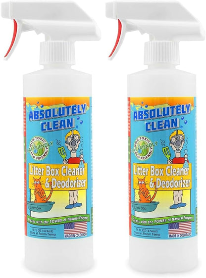 Absolutely Clean brand 16 fluid ounce cat deodorizing spray container