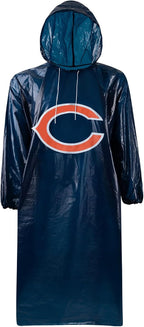 NFL Waterproof Rain Poncho for Adults, Sporty, Elastic Sleeves and Drawstring Hood, Unisex Rain Coat - Image 10