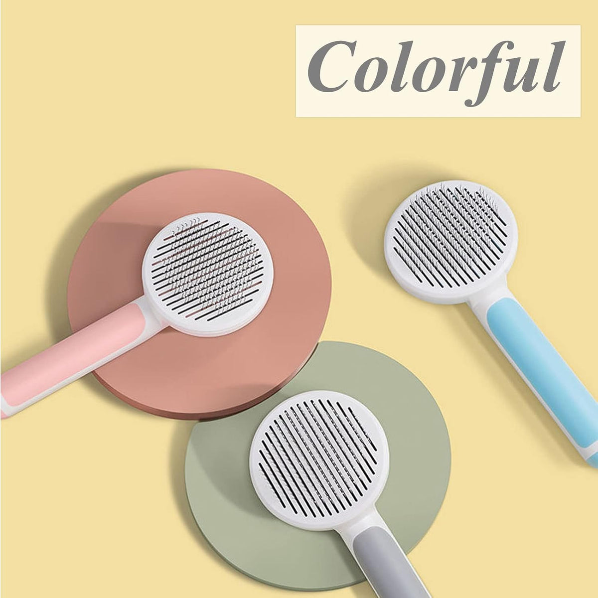 SimpleDot pet hair removal comb back view showing self cleaning button