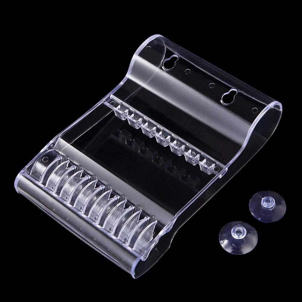Mollensiuer transparent plastic salon scissors holder front view showcasing clear acrylic multi-slot shear organizer