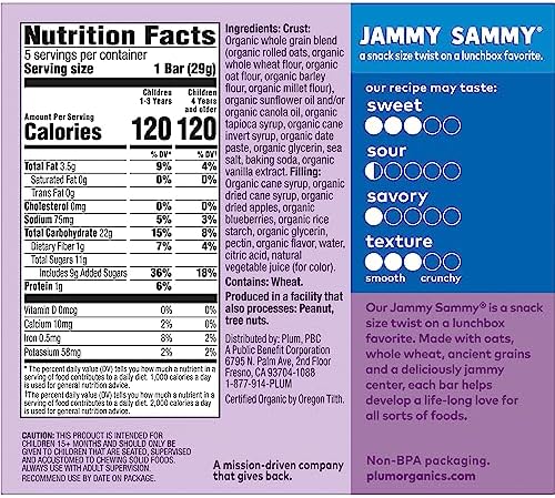 Organic toddler sandwich bars showing the individual thirty count nutritional wrappers