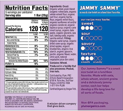 Organic toddler sandwich bars showing the individual thirty count nutritional wrappers