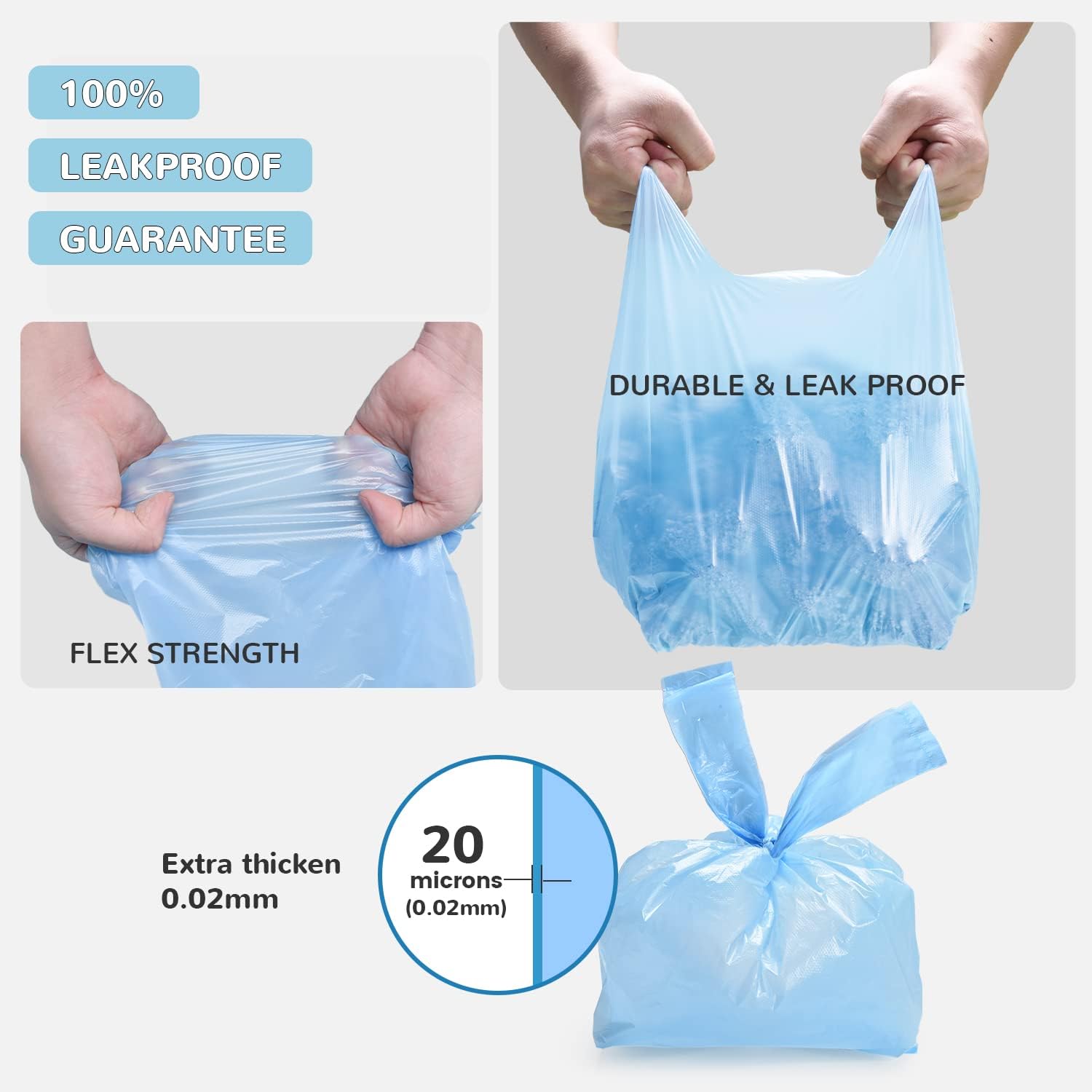 Heavy duty leak proof cat litter bags fifteen liters capacity