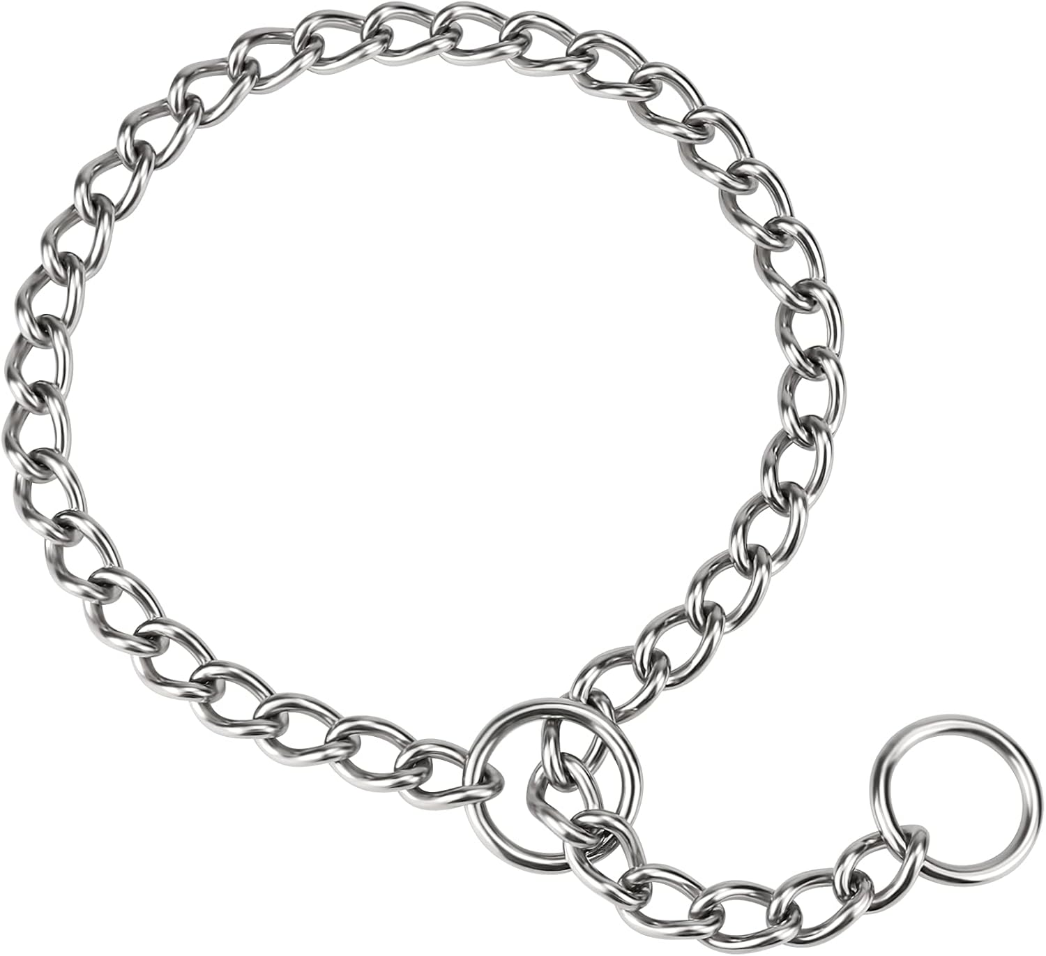 Size measurement guide graphic for the alloy steel small dog training necklace.