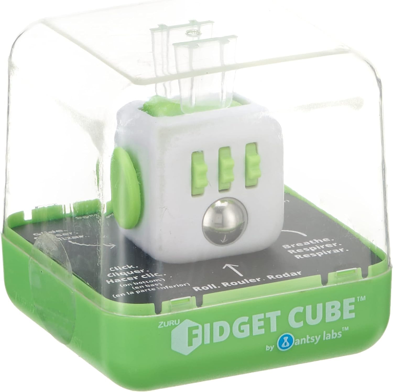 Antsy Labs Original Fidget Cube Fresh front view showcasing green buttons and white body.