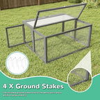 COZIWOW Chicken Coop Run Rabbit Hutch, Portable Chicken Cage Pens with Top & Side Opening Doors, Folding Wooden Chicken Coop, Outdoor Indoor Small Animal Playpen, Chicken Brooder Box, 43.3Inch (Grey) - Image 4