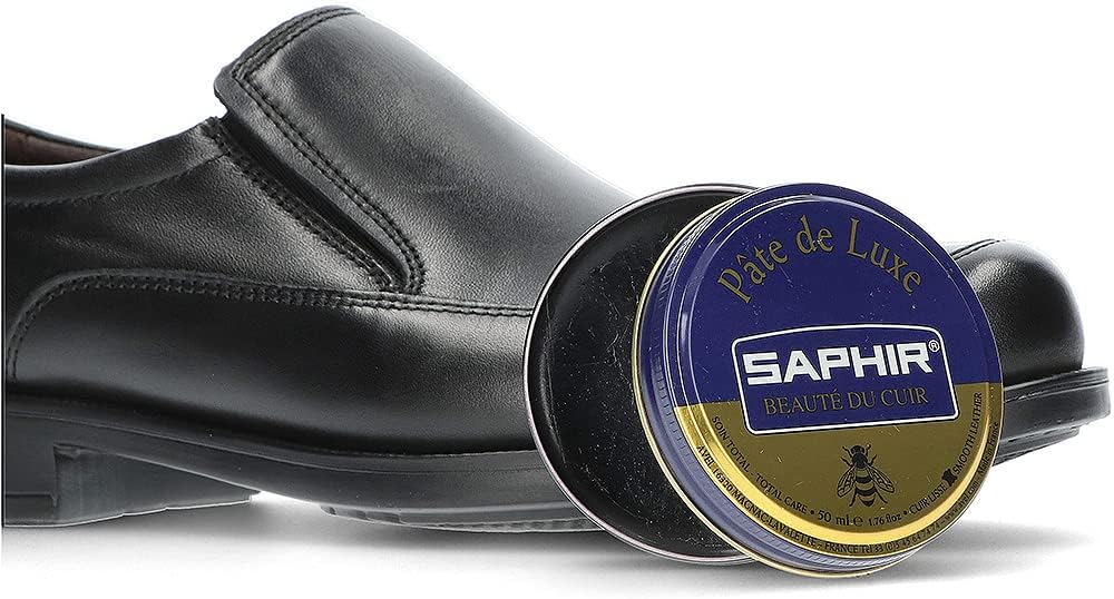 Authentic Saphir France leather care wax polish tin packaging details
