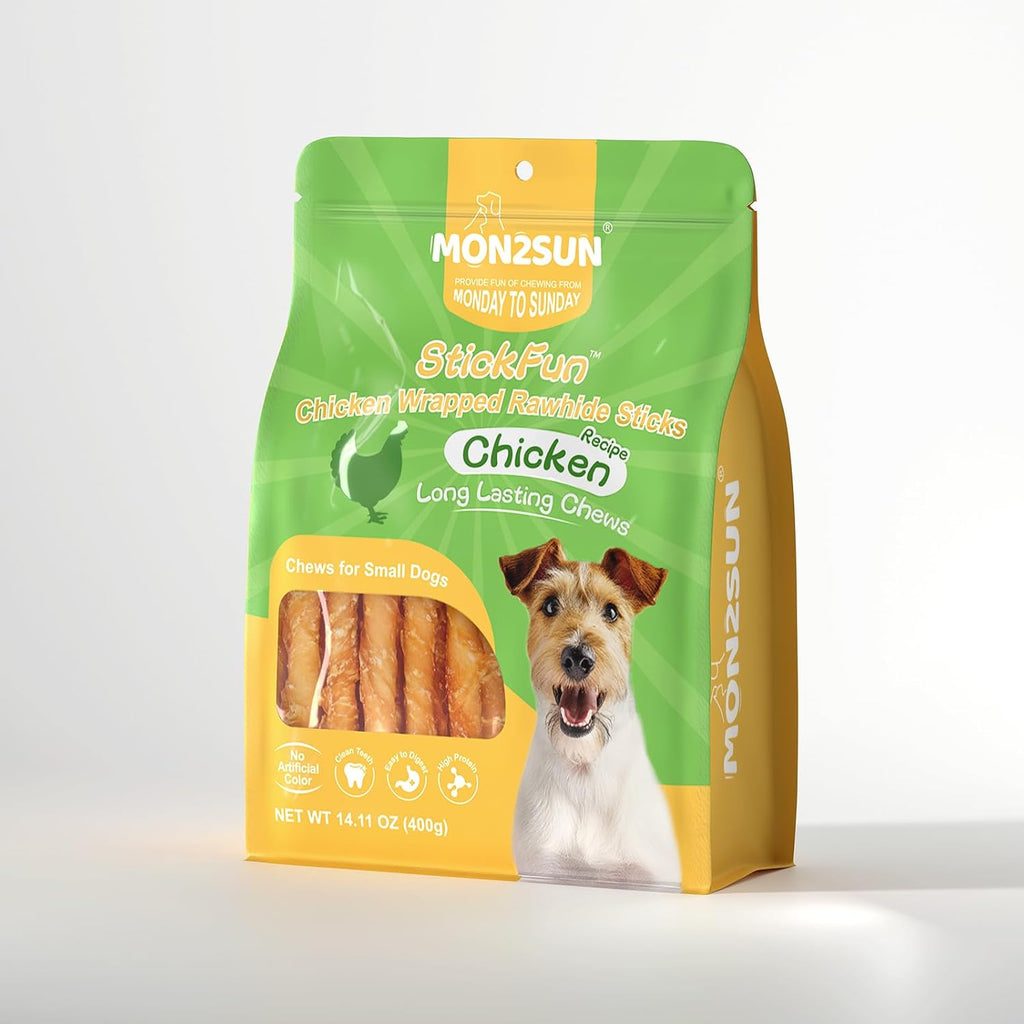 MON2SUN Dog Treats, Rawhide Twist Chicken Hide Sticks, Suitable for Puppy and Small Dogs, 5 Inch (Chicken, 14.11 oz) - Image 10