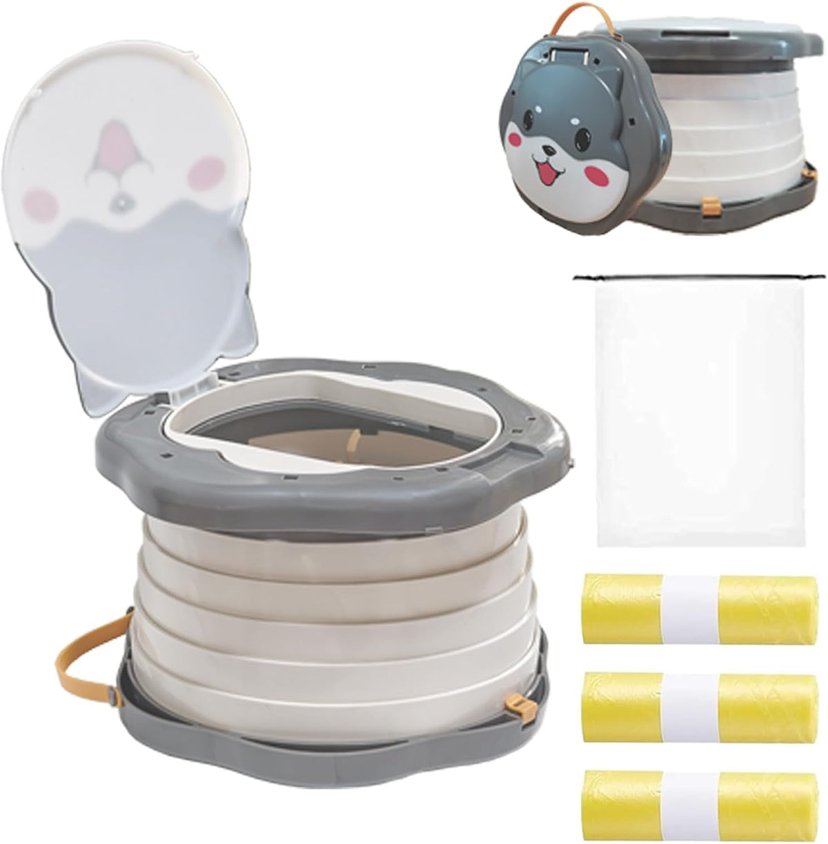SunnySmile toddler travel potty grey front view