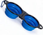 7CAIHOME blue travel pet feeding dish flat folded position
