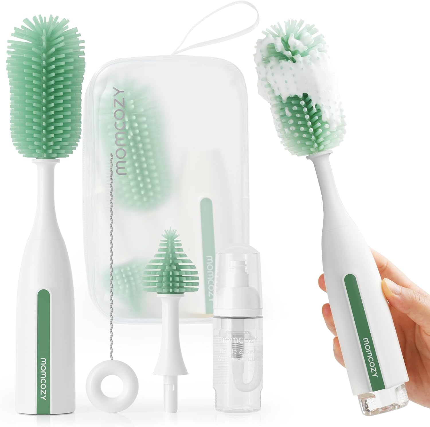 Momcozy Bottle Brush Kit Pro green set front view