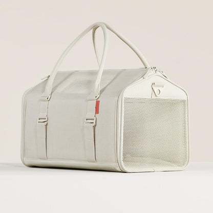 Tuft And Paw Porto Modern Cat Carrier front view in light sand color.
