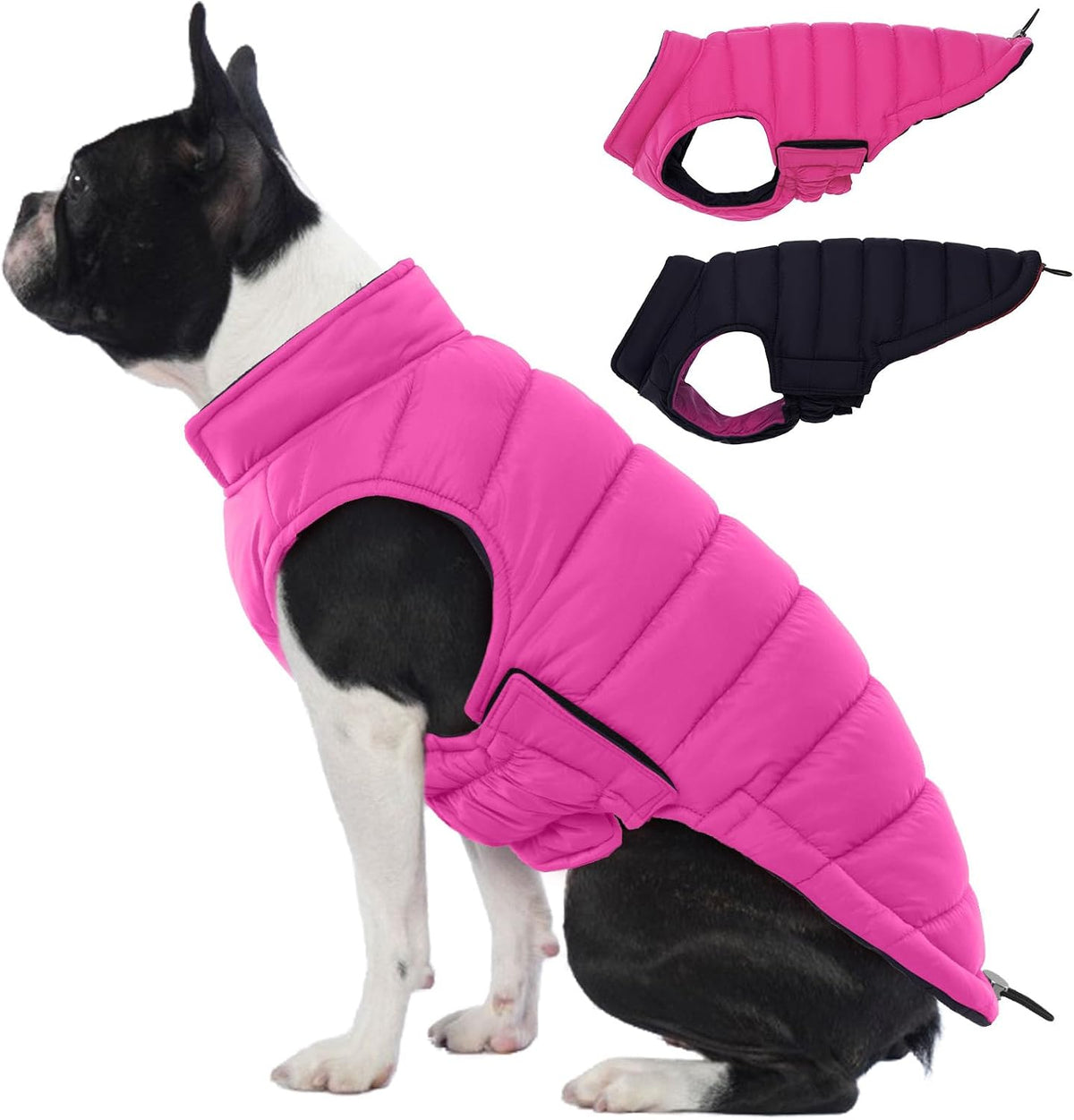 Lelepet Reversible Dog Coat Waterproof Dog Jacket Windproof Puffer Vest for Winter Warm Lightweight Coats for Large Dogs Adjustbale Hook & Loop Pet Apparel with Leash Hole, Pitbull, Wine Red, XL - Image 9
