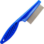 LShun blue flea comb with stainless steel teeth front view