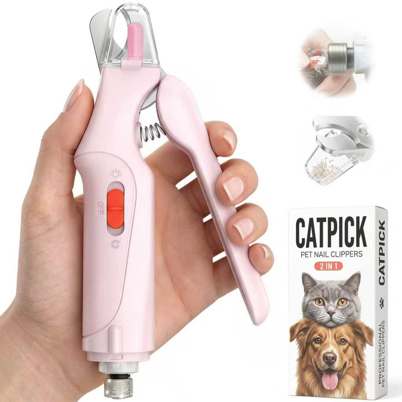 CATPICK 2-in-1 Cat Nail Clippers & Dog Nail Clippers Trimmers for Large Medium Small Dogs Cats Claw Trimmer Quick Sensor and Safety Guard USB Rechargeable with 2 LED Lights Dogs Nail Trimmer - Image 9