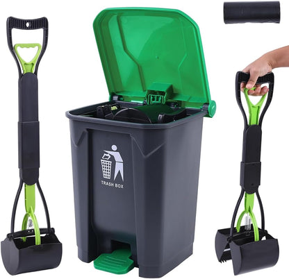 Axincanaan pooper scooper and trash can set front view for outdoor pet waste management.