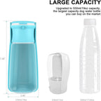 Soicta dog water bottle close-up of the one-touch release button and lock key